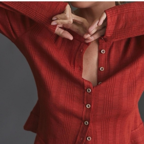 Anthropologie Pilcro Puff Sleeve Long Sleeve Button Light Cardigan Small - Picture 6 of 13